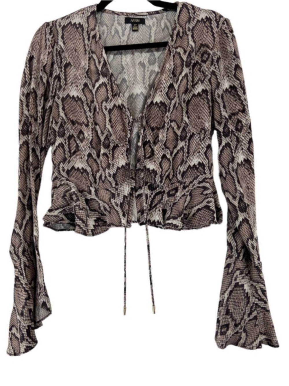 AFRM Snake Print Tie Front Top Size Medium y2k - Picture 3 of 9